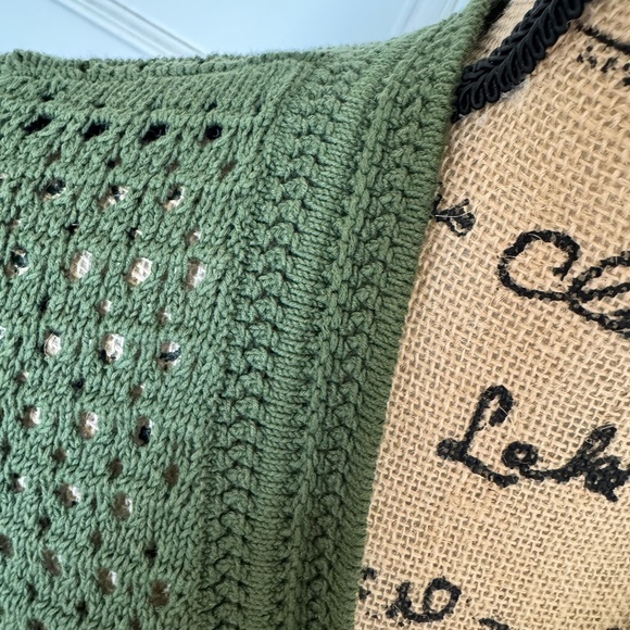 Loft Green Open Weave V Neck Cardigan - Picture 3 of 4
